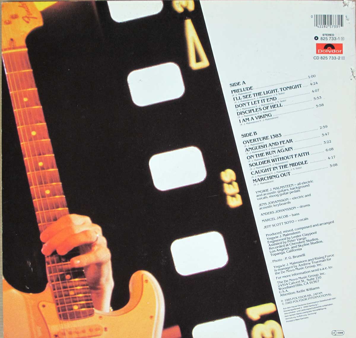 Album Back Cover  Photo of "YNGWIE MALMSTEEN'S RISING FORCE - Marching Out"