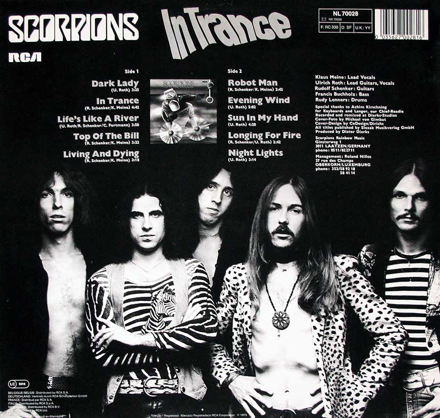 Photo of album back cover SCORPIONS - In Trance Uncensored Album cover