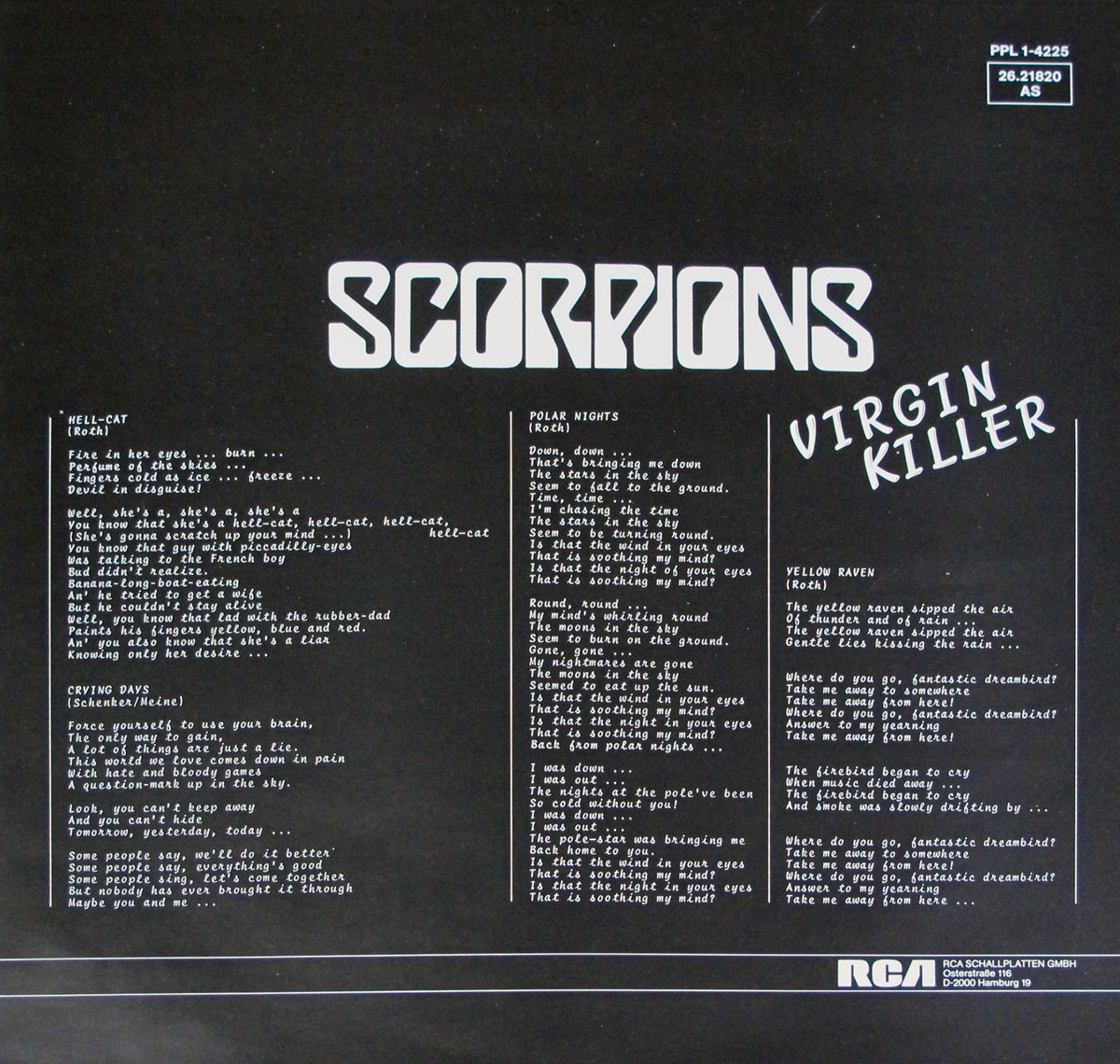High Resolution Photo Scorpions - Virgin Killer 