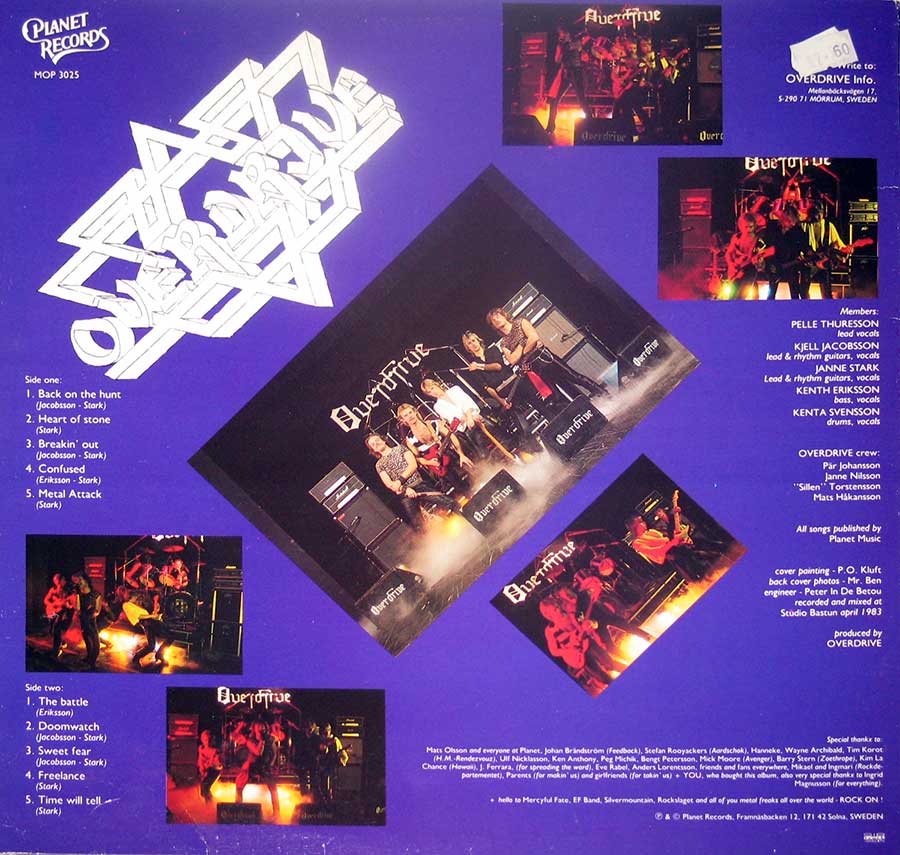 OVERDRIVE - Metal Attack 12" Vinyl LP Album back cover