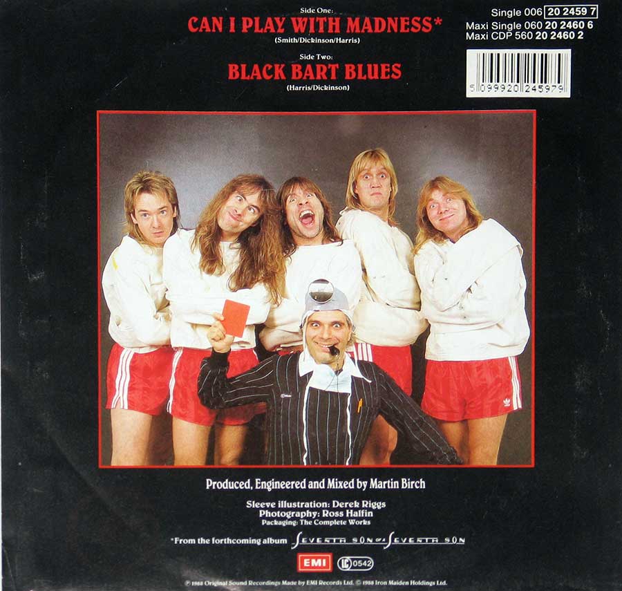 IRON MAIDEN - Can I Play with Madness / Black Bart Blues 7" Picture Sleeve Single 
 back cover