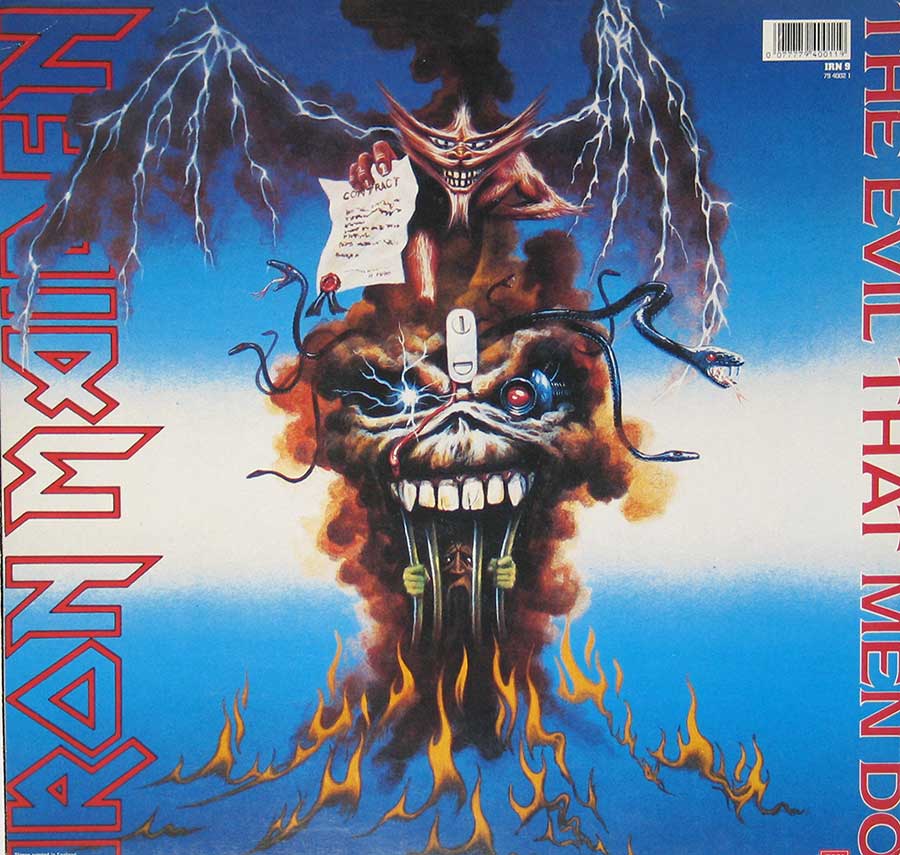 Photo of album back cover IRON MAIDEN - Can I Play With Madness First Ten Years Double LP LTD ED 12" Vinyl LP Album 