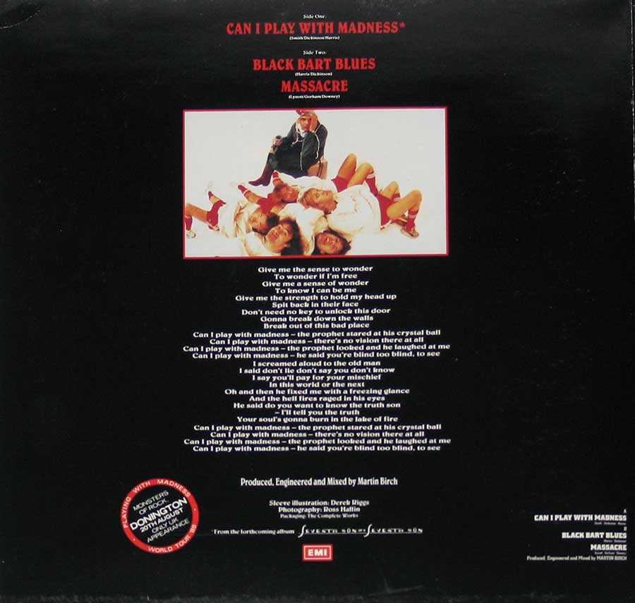 Photo One Of The Original Custom Inner Sleeve IRON MAIDEN - Can I Play With Madness First Ten Years Double LP LTD ED 12" Vinyl LP Album  