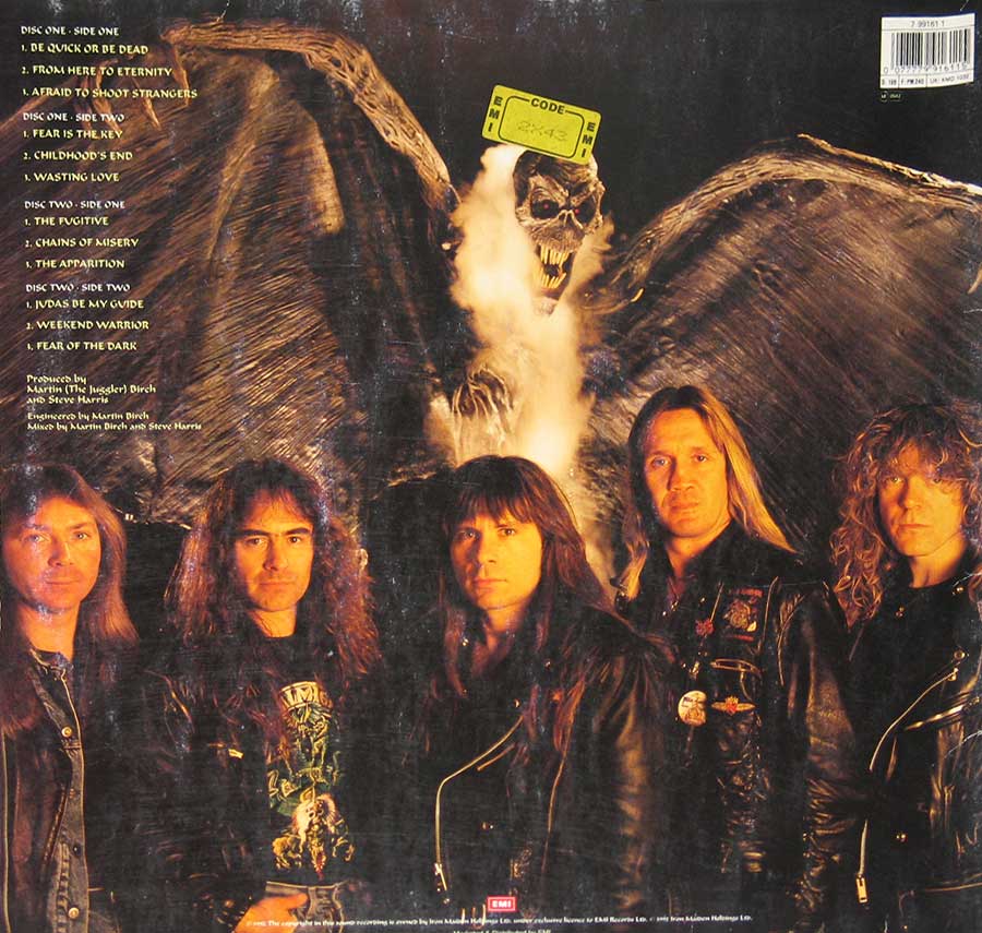IRON MAIDEN - Fear of the Dark 2LP Vinyl Album back cover