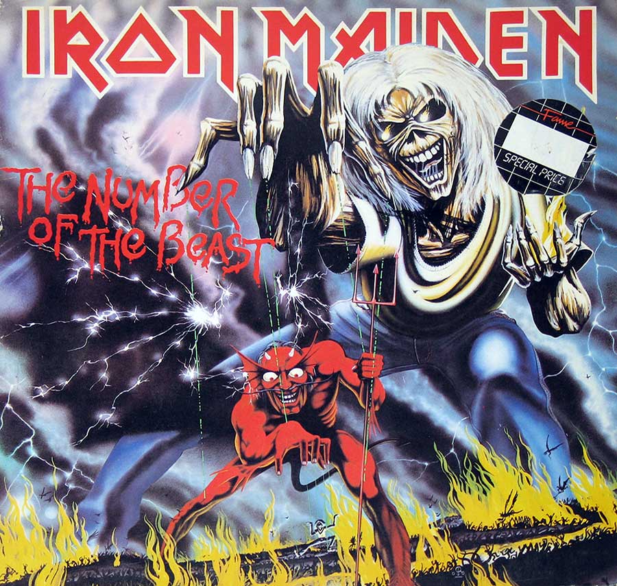 IRON MAIDEN - Number Of The Beast Lyrics Sleeve Fame EEC 12" Vinyl LP album front cover
