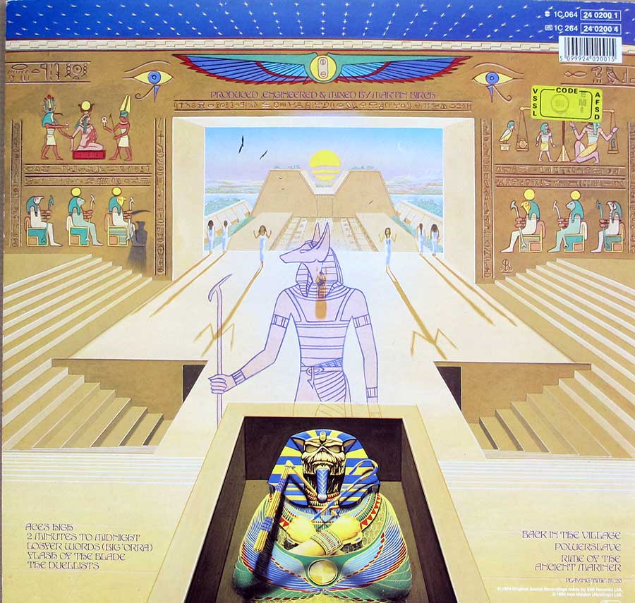 IRON MAIDEN - Powerslave Eec Release Gatefold 12" LP Album back cover