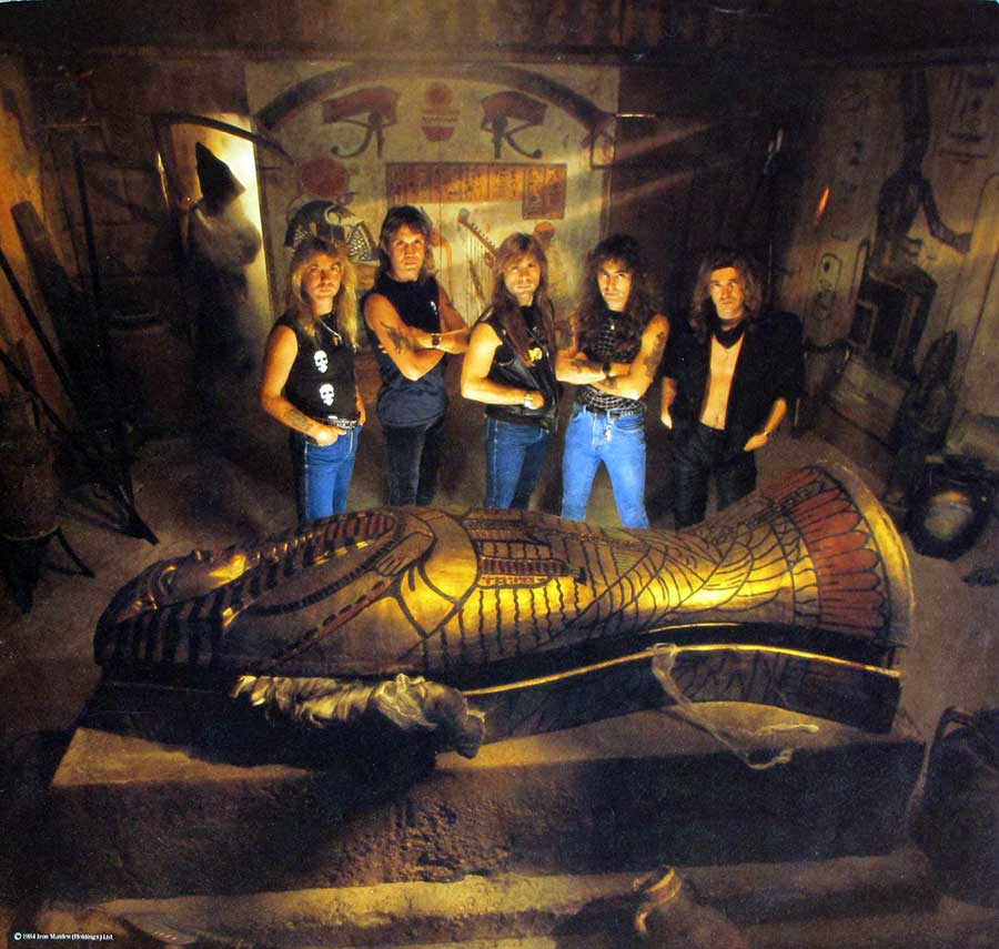 Full-page photo of the IRON MAIDEN band 