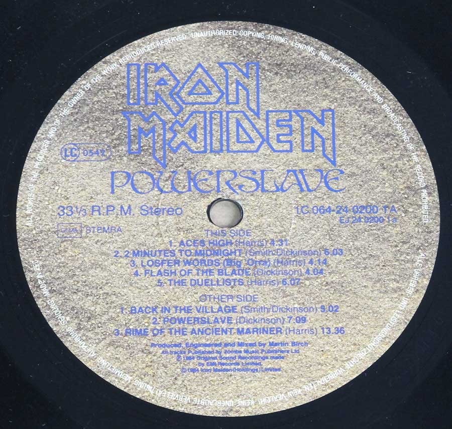 IRON MAIDEN - Powerslave Eec Release Gatefold 12" LP Album enlarged record label
