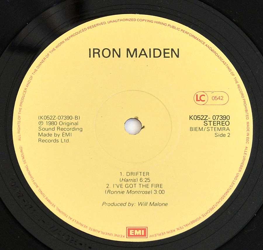IRON MAIDEN - Sanctuary Netherlands 12" EP VINYL Record
 enlarged record label