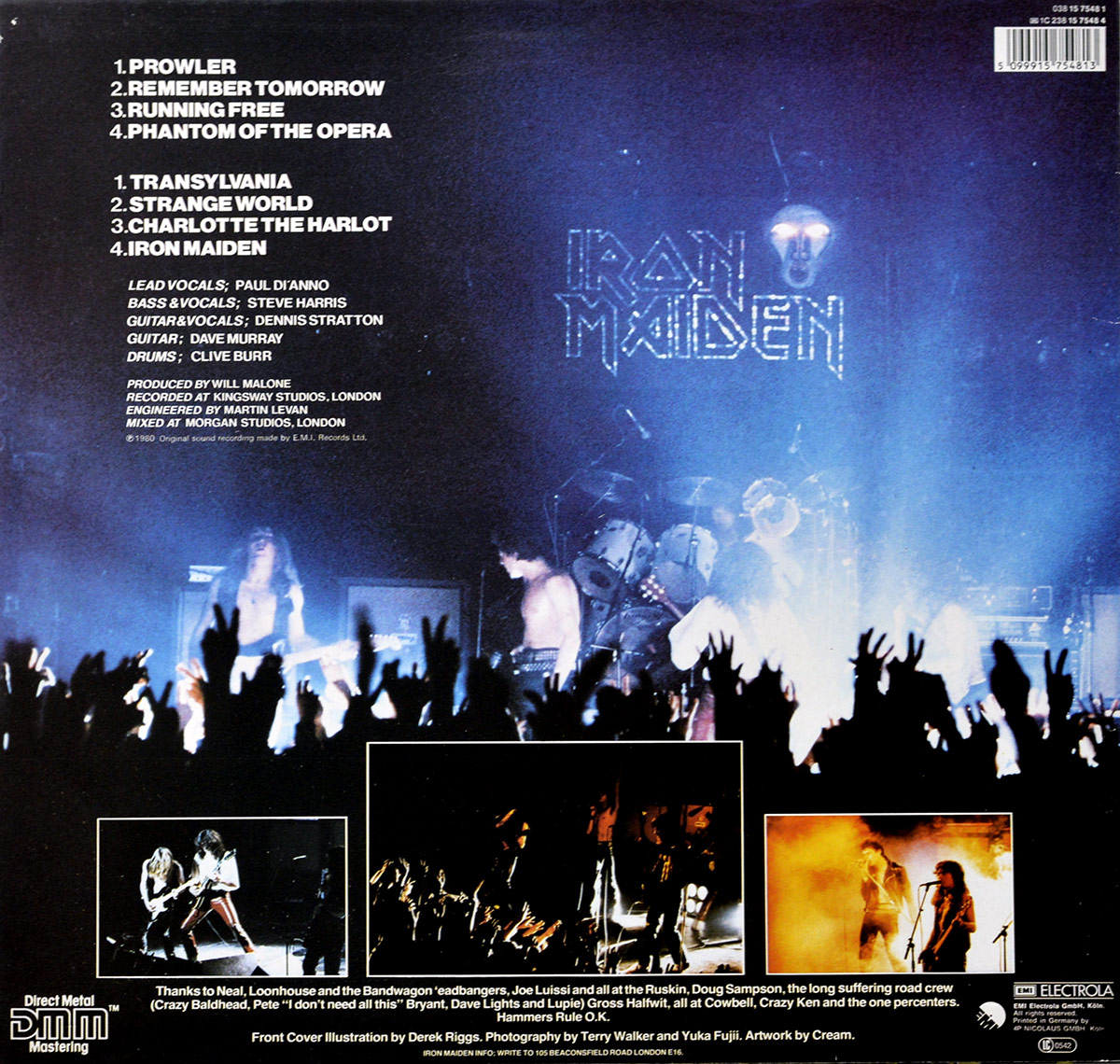 IRON MAIDEN - Self-Titled Fame Germany 12" LP ALBUM VINYL  back cover