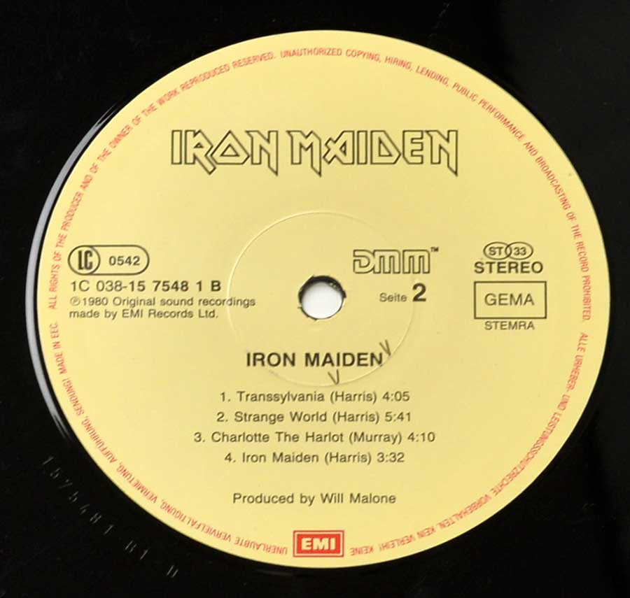 IRON MAIDEN - Self-Titled Fame Germany 12" LP ALBUM VINYL  enlarged record label