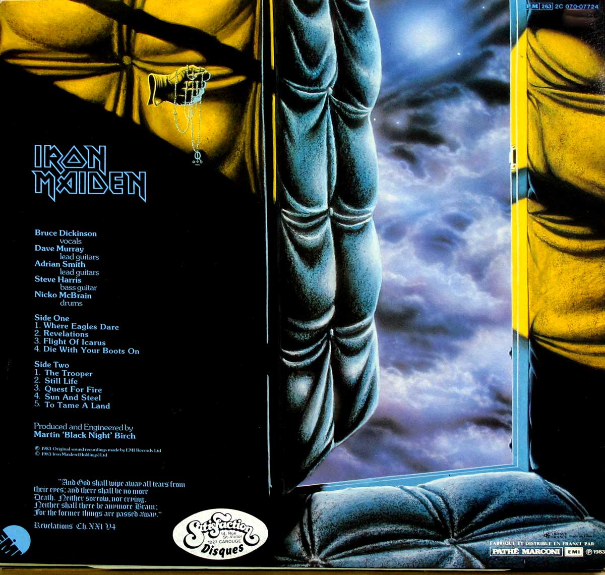 Photo of album back cover IRON MAIDEN - Piece Of Mind France Gatefold Album Cover 