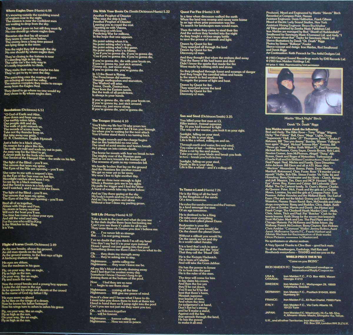Photo of album back cover IRON MAIDEN - Piece Of Mind France Gatefold Album Cover 