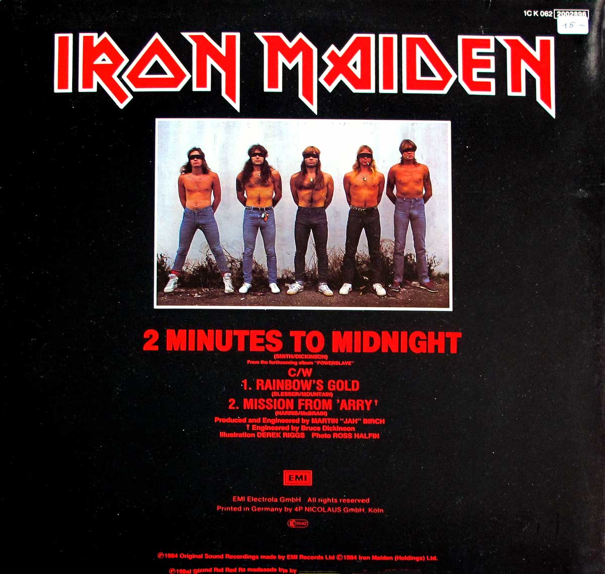 Album Back Cover  Photo of "IRON MAIDEN - 2 Minutes 2 Midnight"