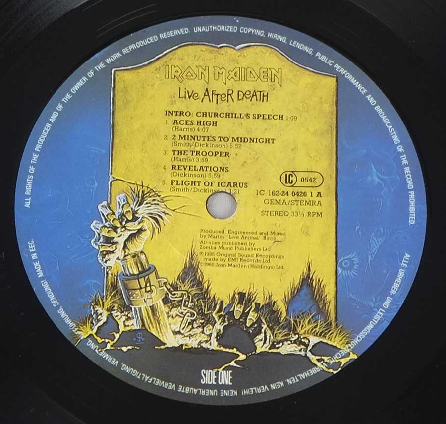 IRON MAIDEN - Live After Death Germany Release World Slavery Tour 1984/85 2LP 12" ALBUM VINYL enlarged record label