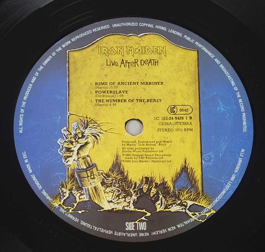 IRON MAIDEN - Live After Death Germany Release World Slavery Tour 1984/85 2LP 12" ALBUM VINYL enlarged record label