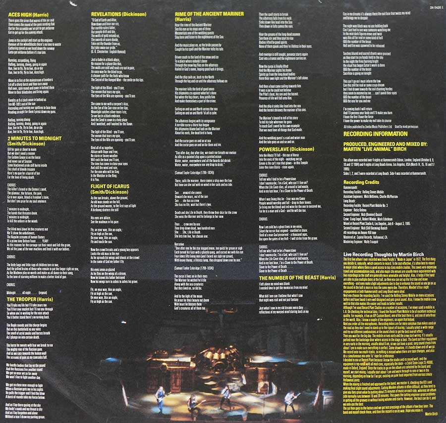 IRON MAIDEN - Live After Death Germany Release World Slavery Tour 1984/85 2LP 12" ALBUM VINYL custom inner sleeve