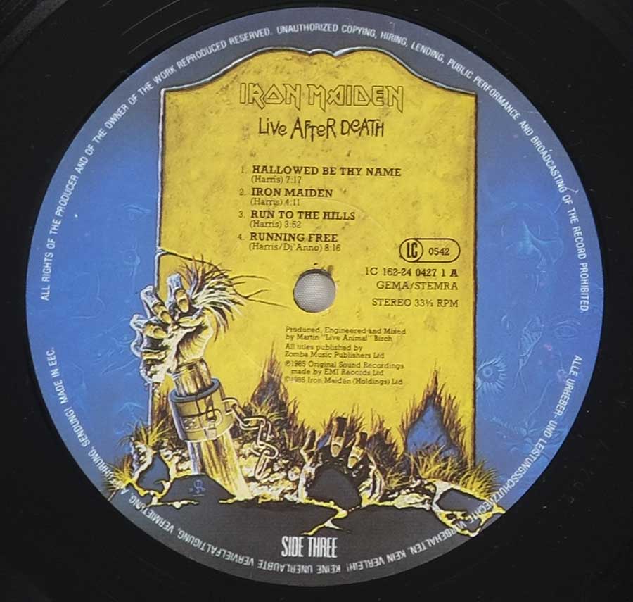 IRON MAIDEN - Live After Death Germany Release World Slavery Tour 1984/85 2LP 12" ALBUM VINYL enlarged record label