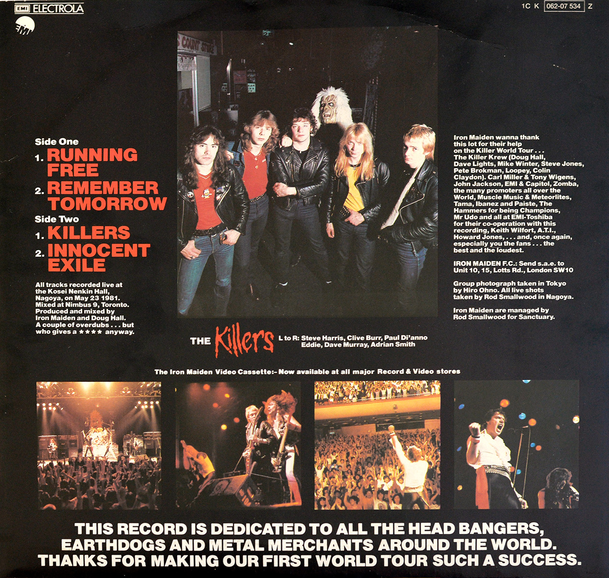 Photo of album back cover IRON MAIDEN Maiden Japan German Release 12" MAXI-EP ALBUM VINYL