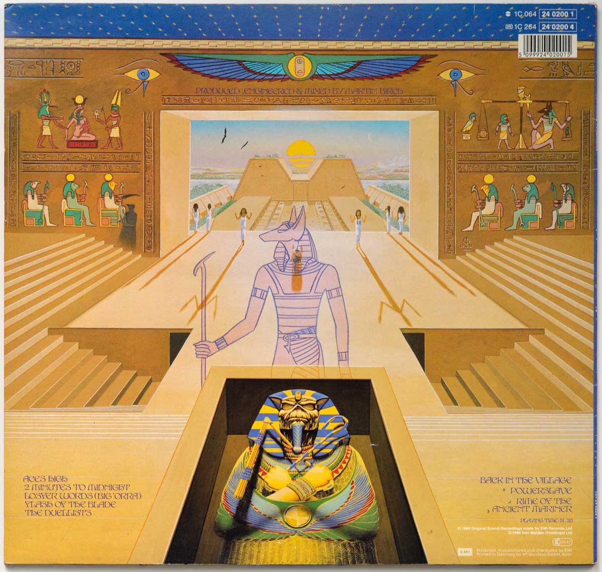 Album Back Cover  Photo of "IRON MAIDEN - Powerslave OIS EU DE"