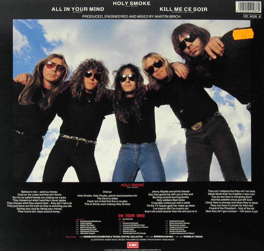 IRON MAIDEN - Holy Smoke + Giant Poster 12" MAXI SINGLE Vinyl album back cover