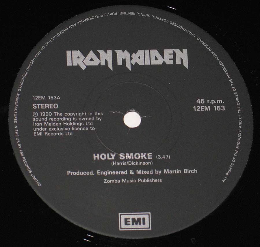 IRON MAIDEN - Holy Smoke + Giant Poster 12" MAXI SINGLE Vinyl enlarged record label