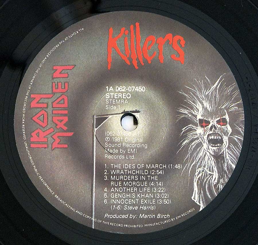 "Killers" Record Label Details: EMI 1A 062-07450 