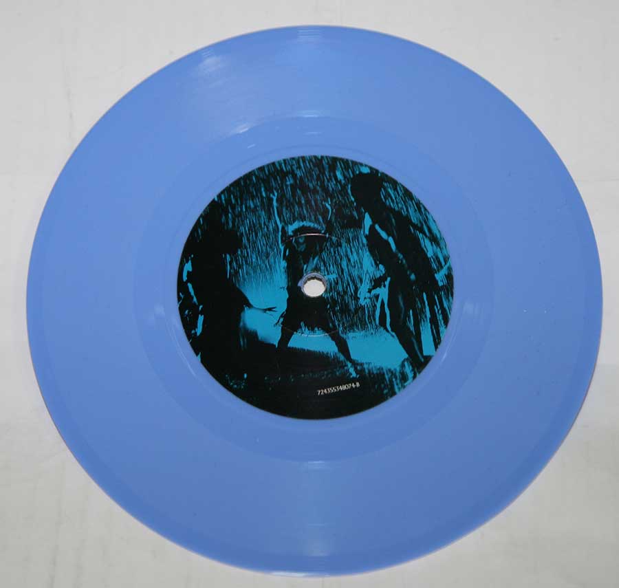 IRON MAIDEN Rainmaker / Dance of Death Blue 7" Vinyl Single Picture Sleeve enlarged record label