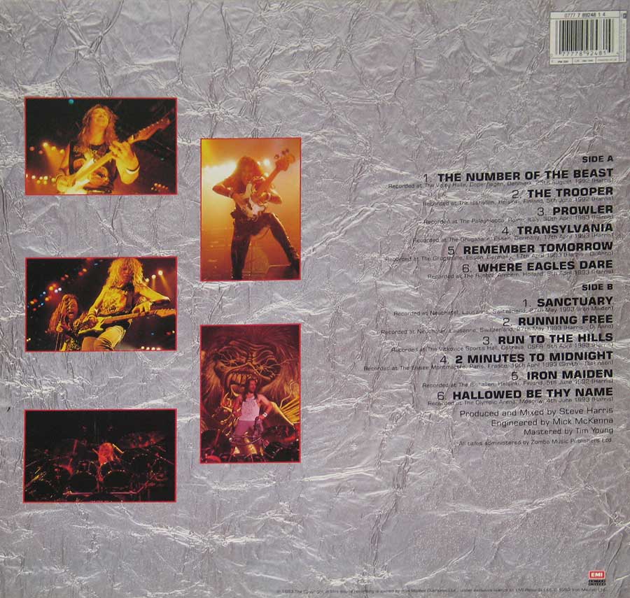 Photo of album back cover IRON MAIDEN - A Real Dead One