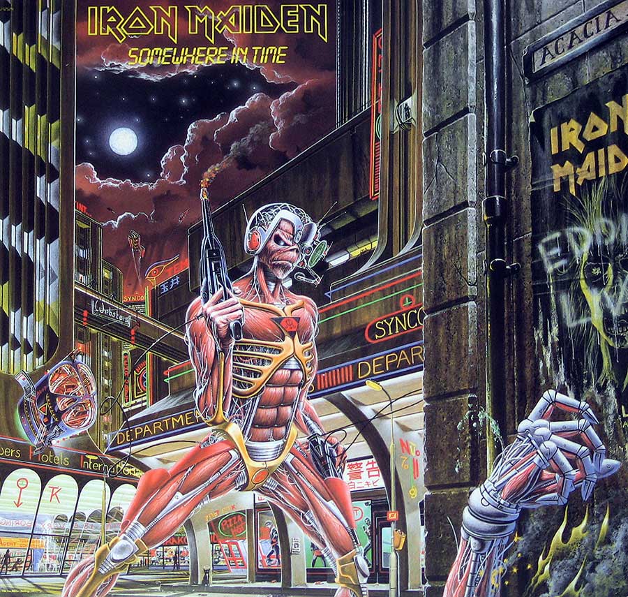 Front Cover Photo Of IRON MAIDEN - Somewhere in Time USA 12" Vinyl LP Album