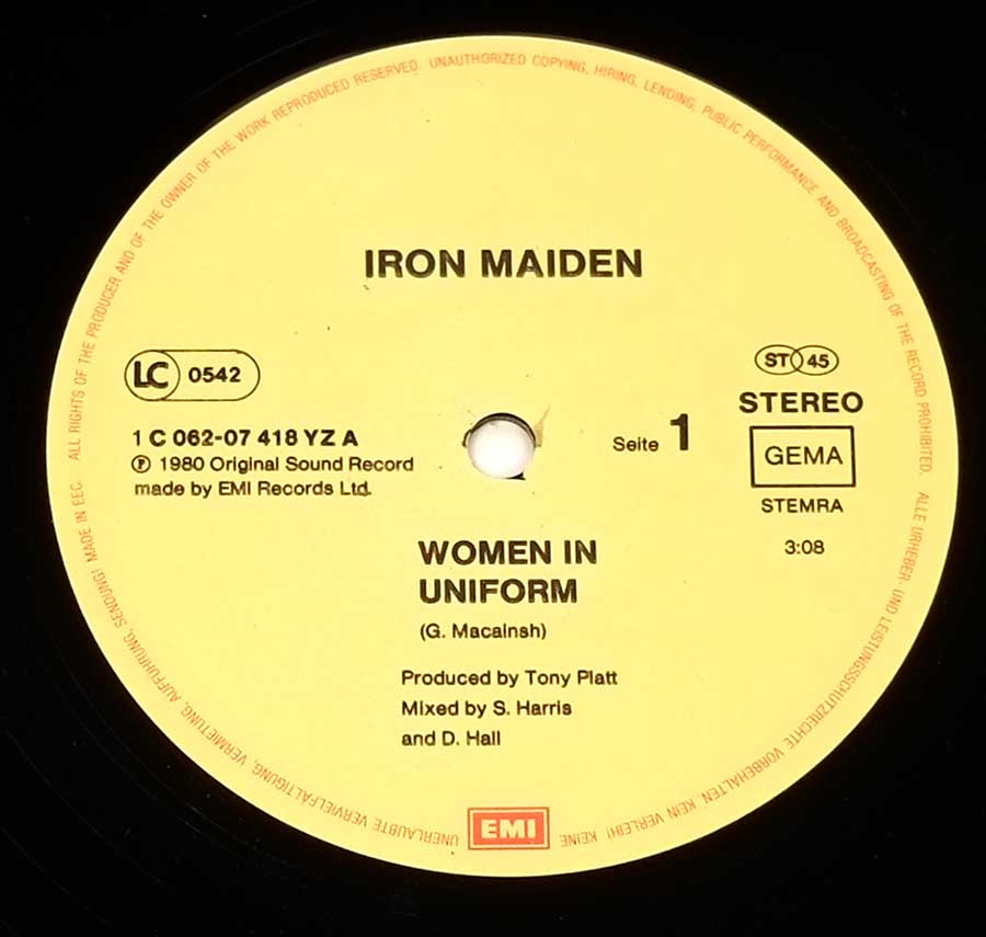 "Women In Uniform Special Live" Record Label Details: Yellow Colour EMI 1c 062-07 418 YZ ℗ 1980 Sound Copyright 