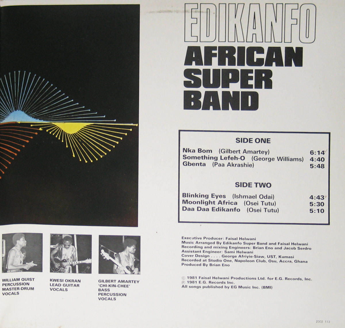 High Resolution Photo EDIKANFO AFRICAN SUPER BAND THE PACE SETTERS BRIAN ENO 