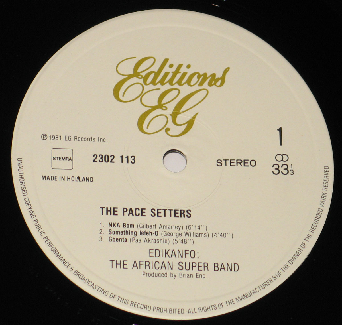 High Resolution Photo EDIKANFO AFRICAN SUPER BAND THE PACE SETTERS BRIAN ENO 