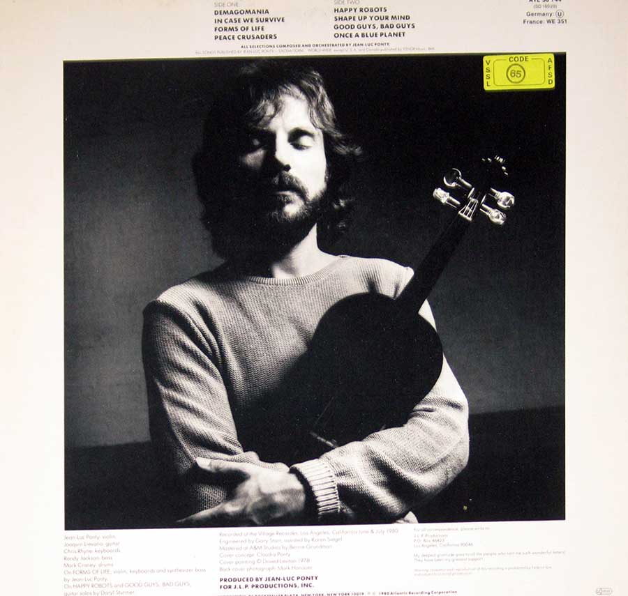 Photo of album back cover JEAN-LUC PONTY - Civilized Evil Promo Copy 12" Vinyl LP Album