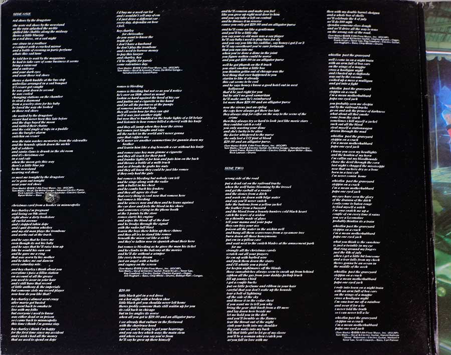 TOM WAITS - Blue Valentine Gatefold Cover 12" LP Vinyl Album
 inner gatefold cover