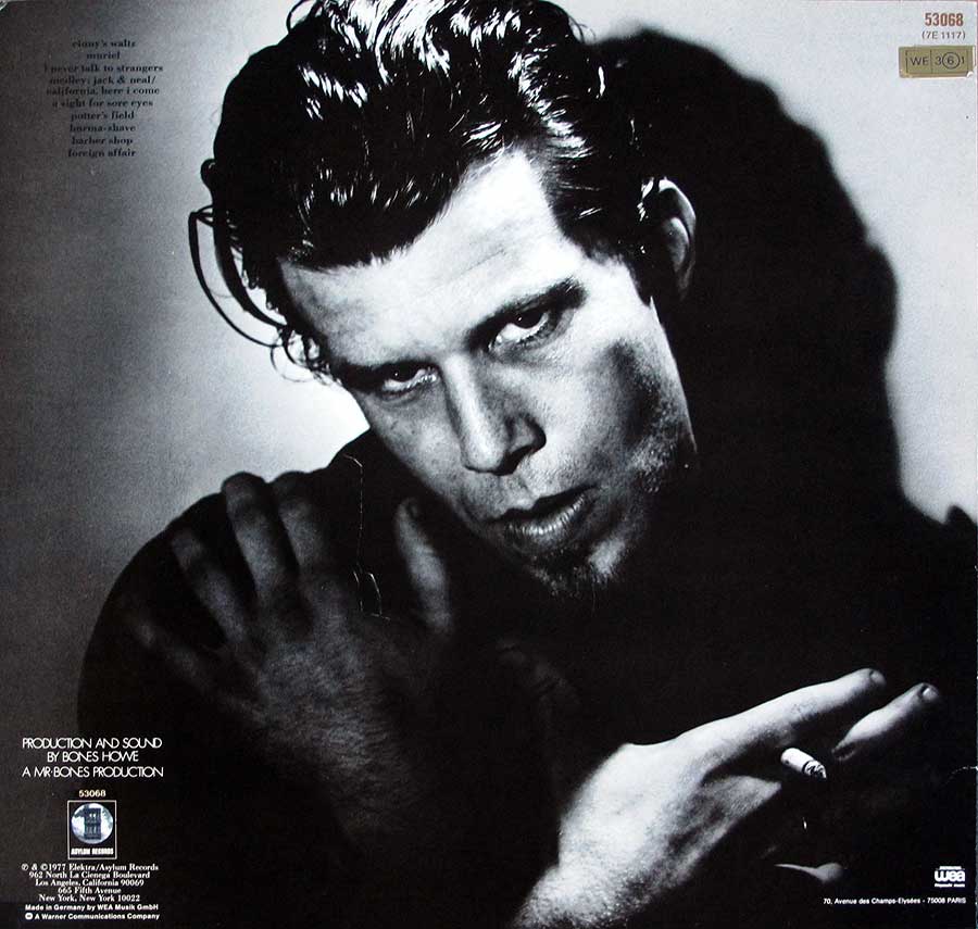 TOM WAITS - Foreign Affairs Asylum Records 12" LP Vinyl Album
 back cover