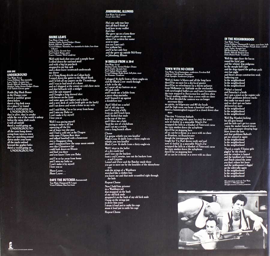 TOM WAITS - Swordfishtrombone 12" LP Vinyl Album custom inner sleeve