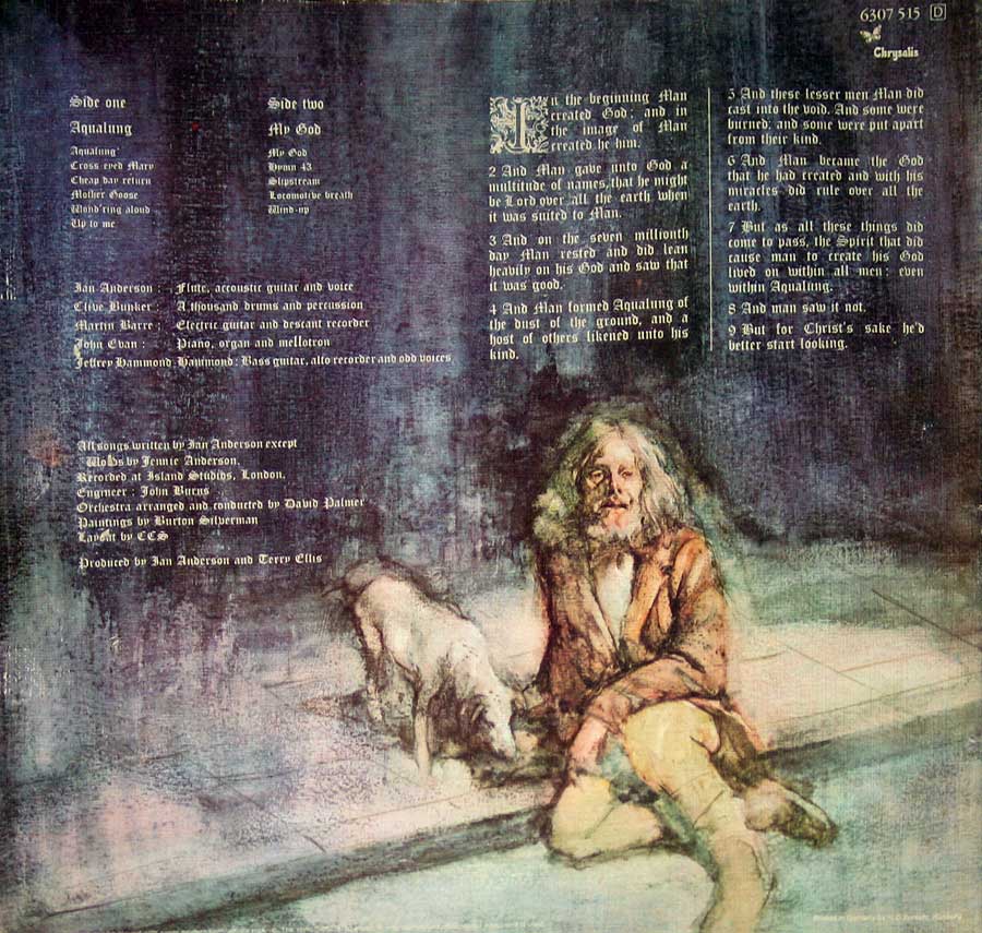 Photo of album back cover JETHRO TULL Aqualung Chrysalis German Release Chrysalis 12" Vinyl LP Album