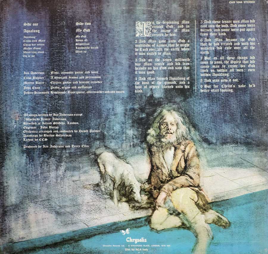 Photo of album back cover JETHRO TULL Aqualung ITALY GatefOLD 12" LP ALBUM VINYL 