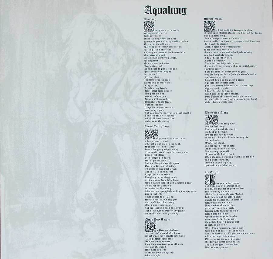 JETHRO TULL - Aqualung Gatefold Chrysalis England Porky Prime Cut 12" LP Vinyl Album custom inner sleeve