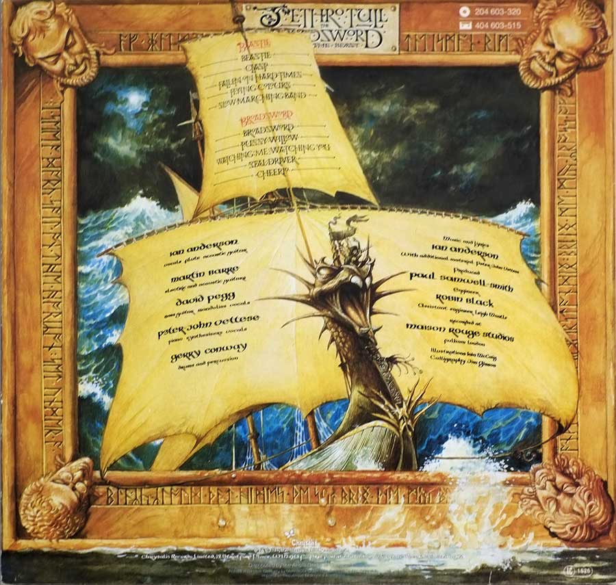 Photo of album back cover JETHRO TULL Broadsword And The Beast Germany/Netherlands 12" LP ALBUM VINYL 