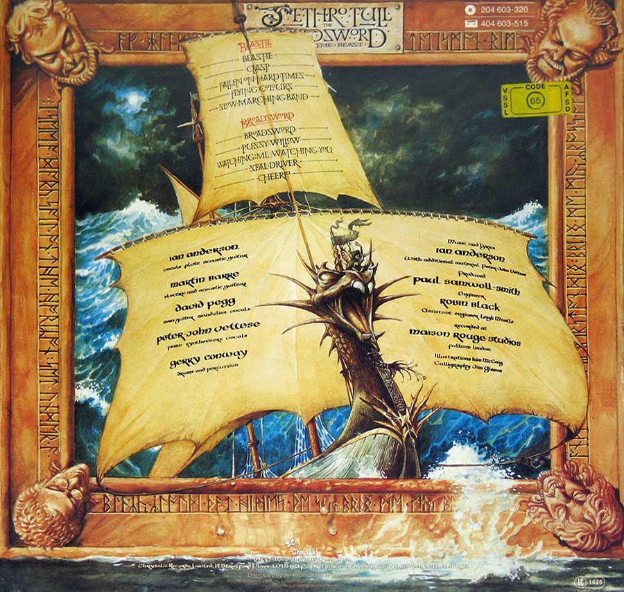 JETHRO TULL - Heavy Horses Lyrics Sheet 12" LP Vinyl Album
 album back cover