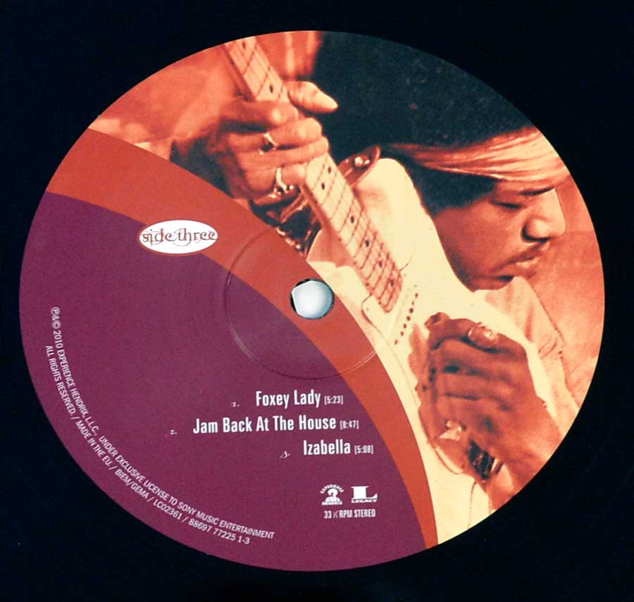 Close up of record's label JIMI HENDRIX - Live at Woodstock 3LP 12" Vinyl LP Album  Side Three