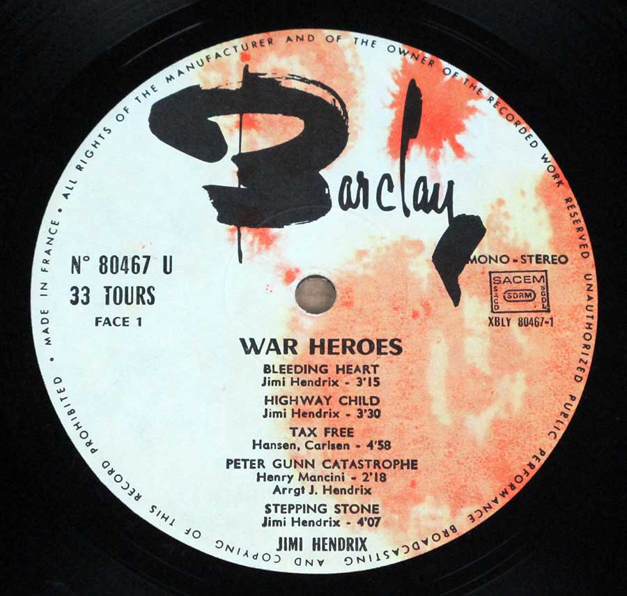 High Resolution Photo of jimi hendrix war heroes france barclay 
