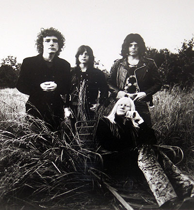 Black and White Photo of Johnny Winter and his band around 1971