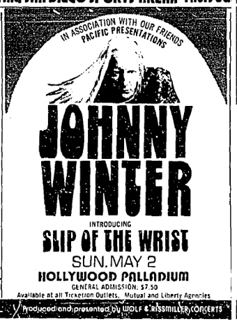 Photo of Hollywood Palladium: Johnny Winter introducing Slip of the Wrist 