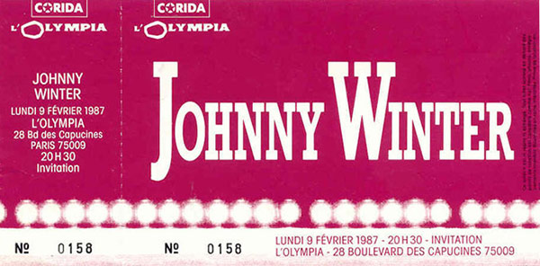 Photo of entrance ticket for Monday, 9 Feb 1987: L'Olympia, Paris, France 