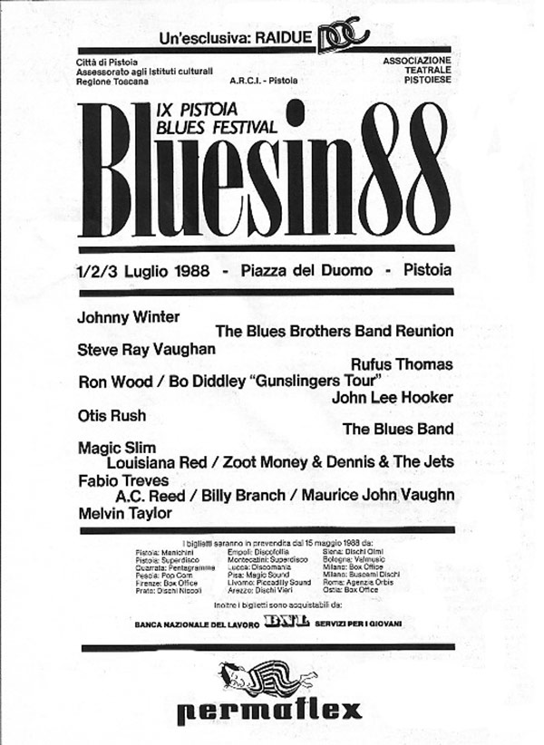 Photo of  July 1988: Blues Festival at Piazza Duomo, Pistoia, Italy 