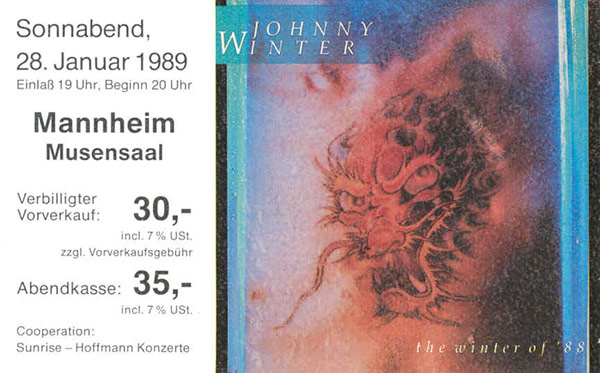 Photo of ticket for  28 January 1989: Musensaal, Mannheim, Germany 