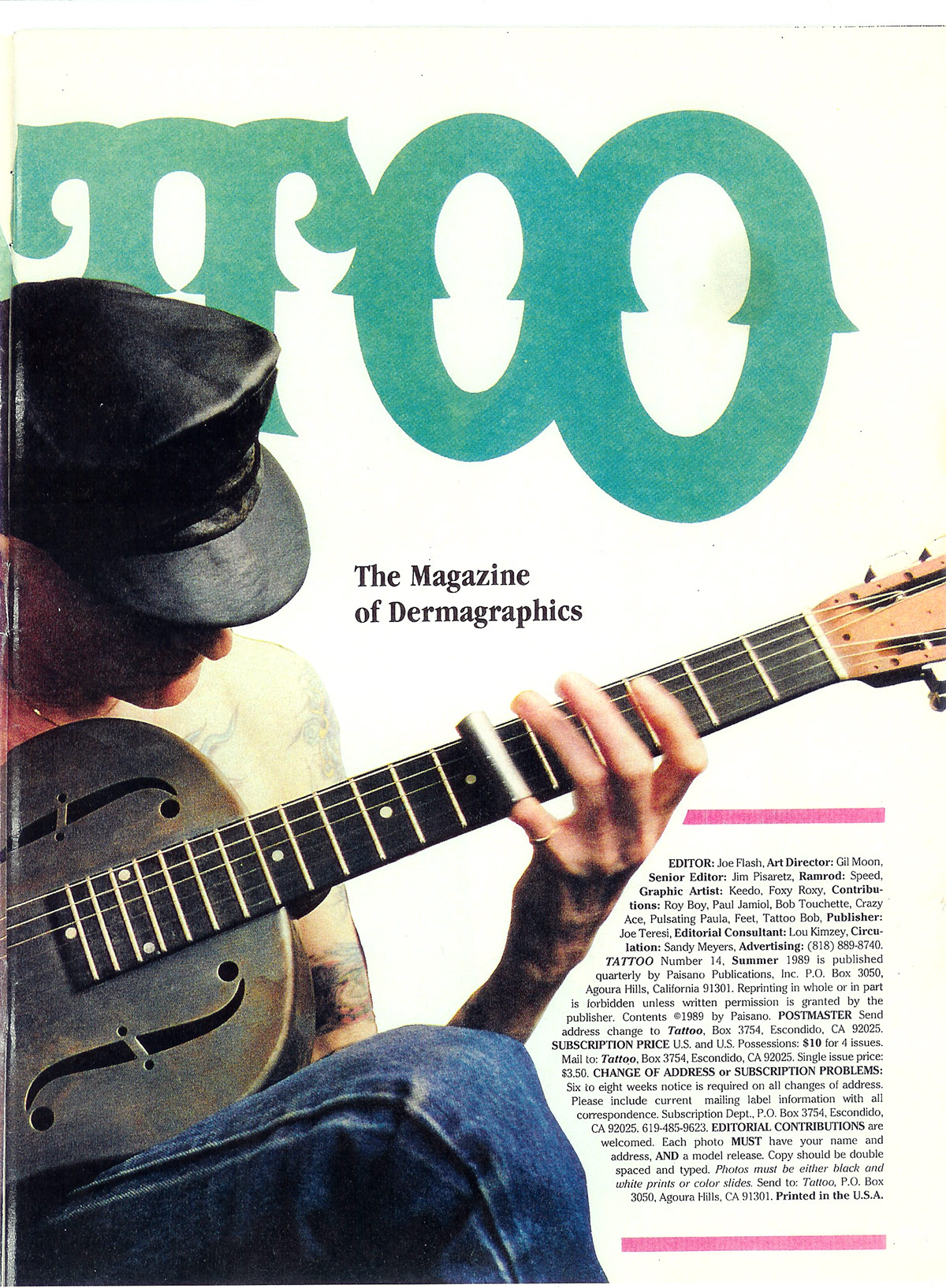 Photo of Johnny Winter in Tattoo Magazine 